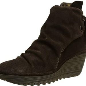 FLY LONDON Women's Yama Grey Suede Wedge Bootie size EU 38, US 7.5-8